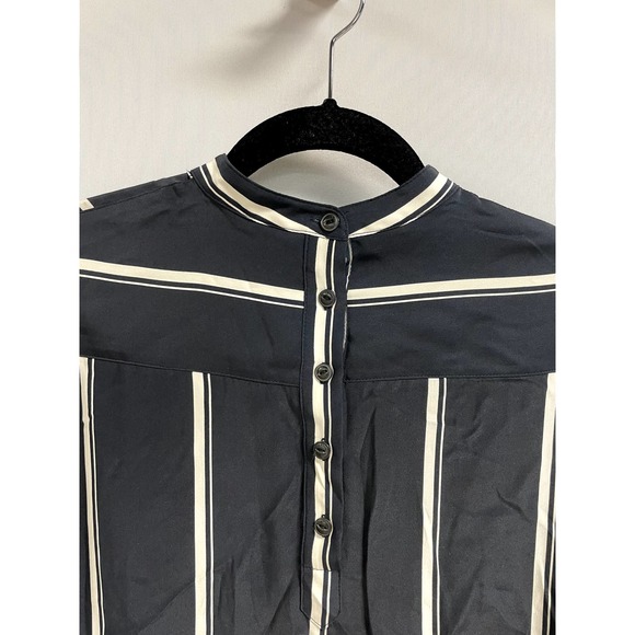 RAG & BONE NEW Jacklin Asymmetric Oversized Silk Dress Navy Stripe M $495 - Picture 10 of 13